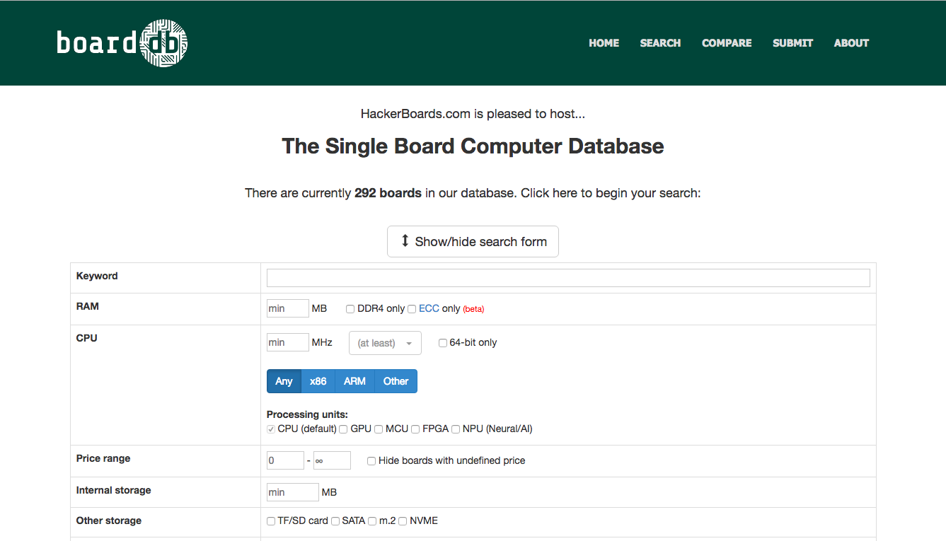 The Single Board Computer Database