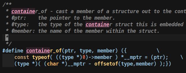 Linux Kernel: 構造体メンバポインタから構造体の先頭ポインタを得るcontainer_ofマクロ