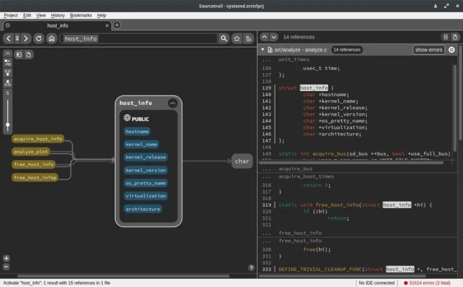 【静的解析】ソースコード解析補助ツールSourcetrailの導入方法【例：systemd(C言語)】