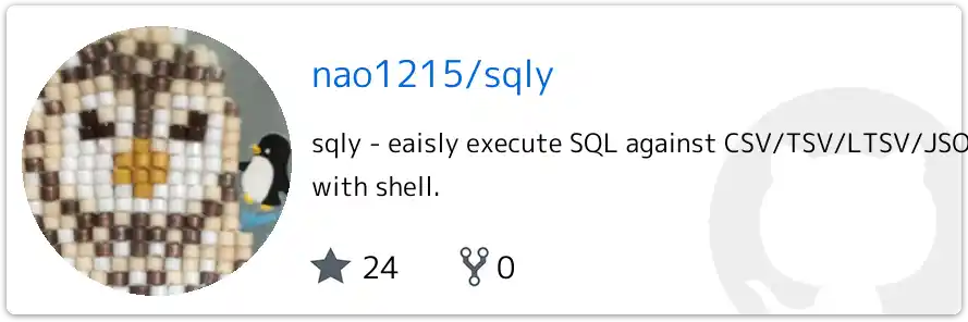 nao1215/sqly の GitHub リポジトリカード（star 24・fork 0）