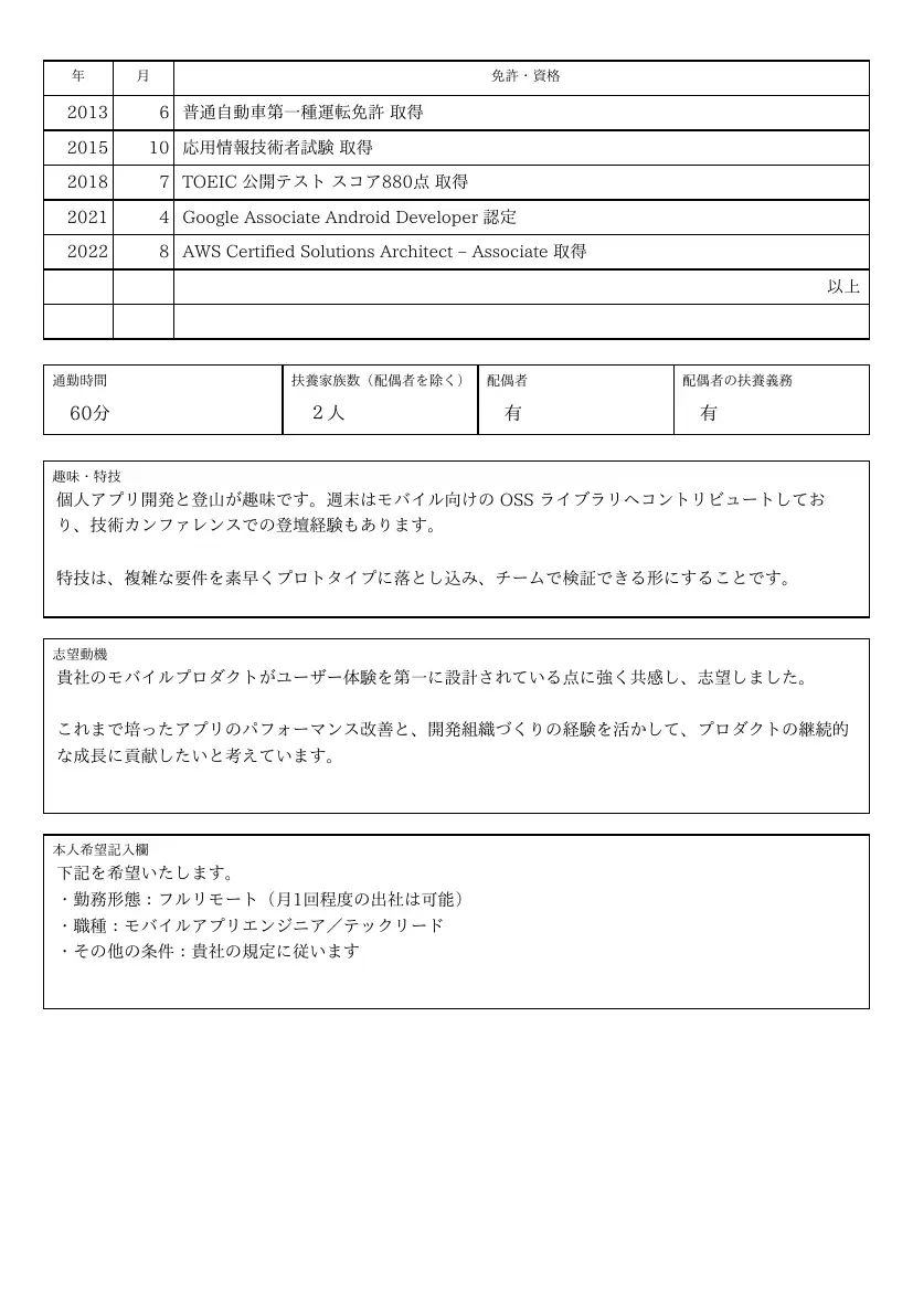 履歴書