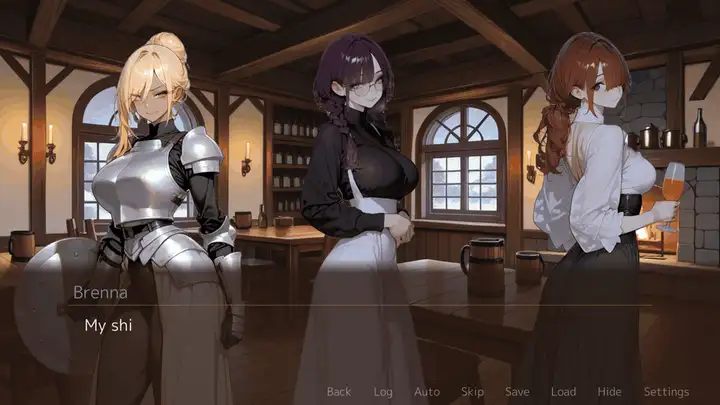 会話と選択肢を巻き戻すノベルゲーム画面